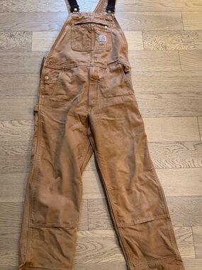 Carhartt Tan/ Brown Duck Canvas Bib Overalls